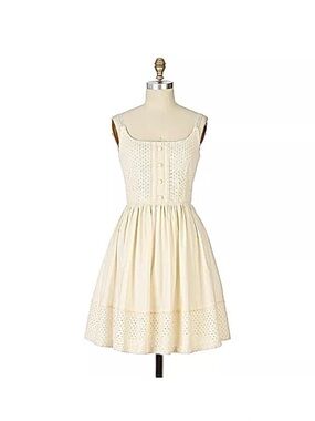 Anna Sui for Anthropologie Cream Eyelet Dress